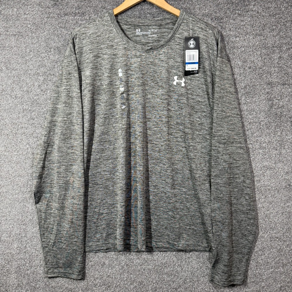 Under Armour Shirt Mens XL HeatGear Long Sleeve Gray Space Dye Heather